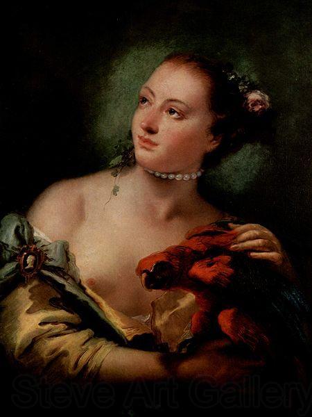 Giovanni Battista Tiepolo Junge Frau mit Papagei France oil painting art